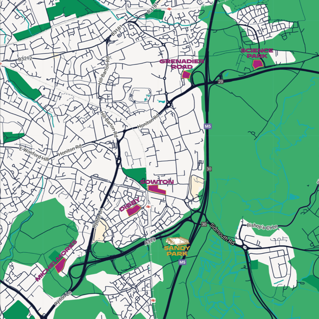 Sandy Park - Exeter Parking Map