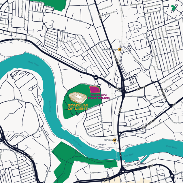 Stadium Of Light - Sunderland Parking Map